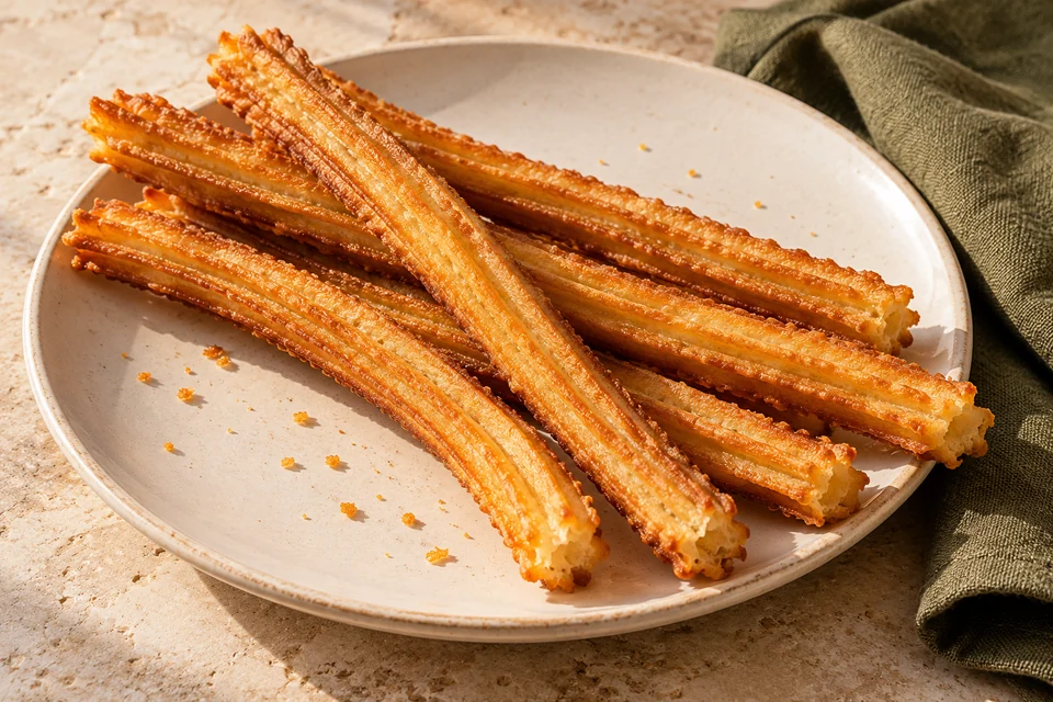 Churros finos, largos y dorados